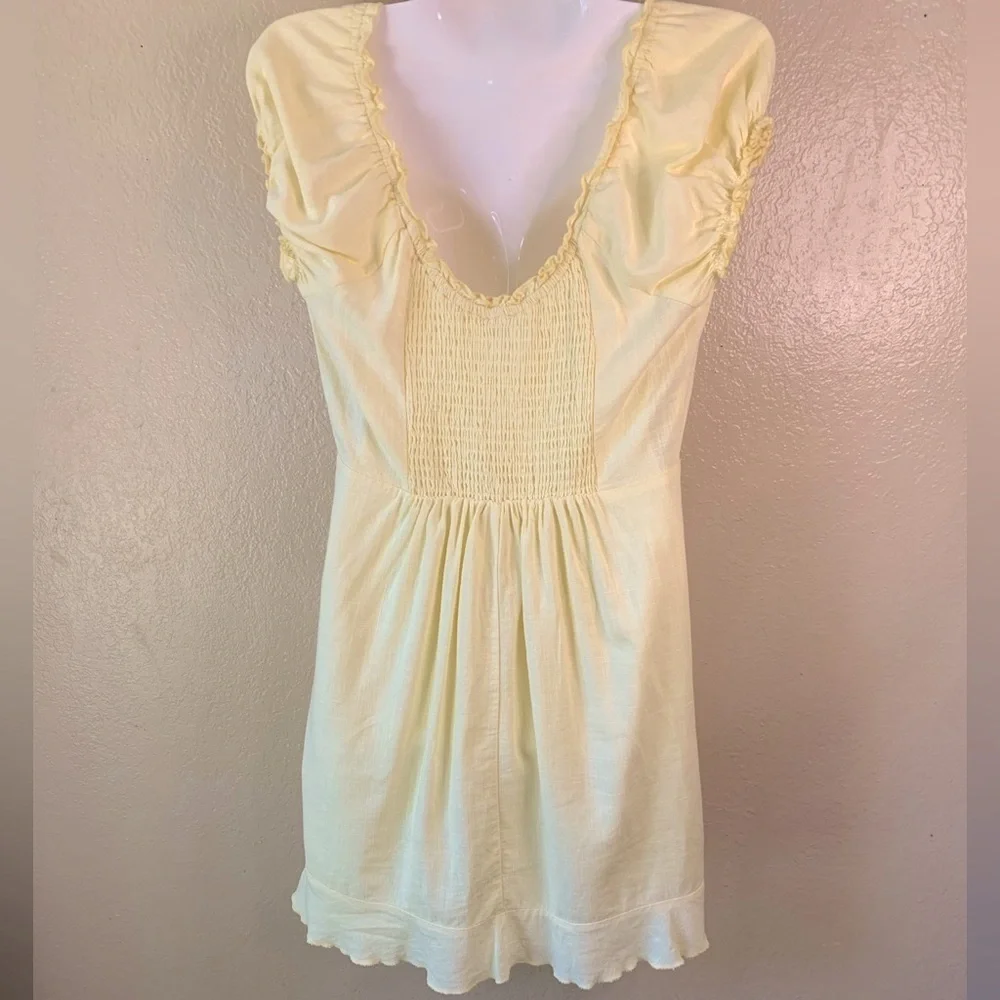 Cotton On Y2K Butter Yellow Linen Blend Milkmaid Babydoll Dress Size XS - Picture 3 of 10